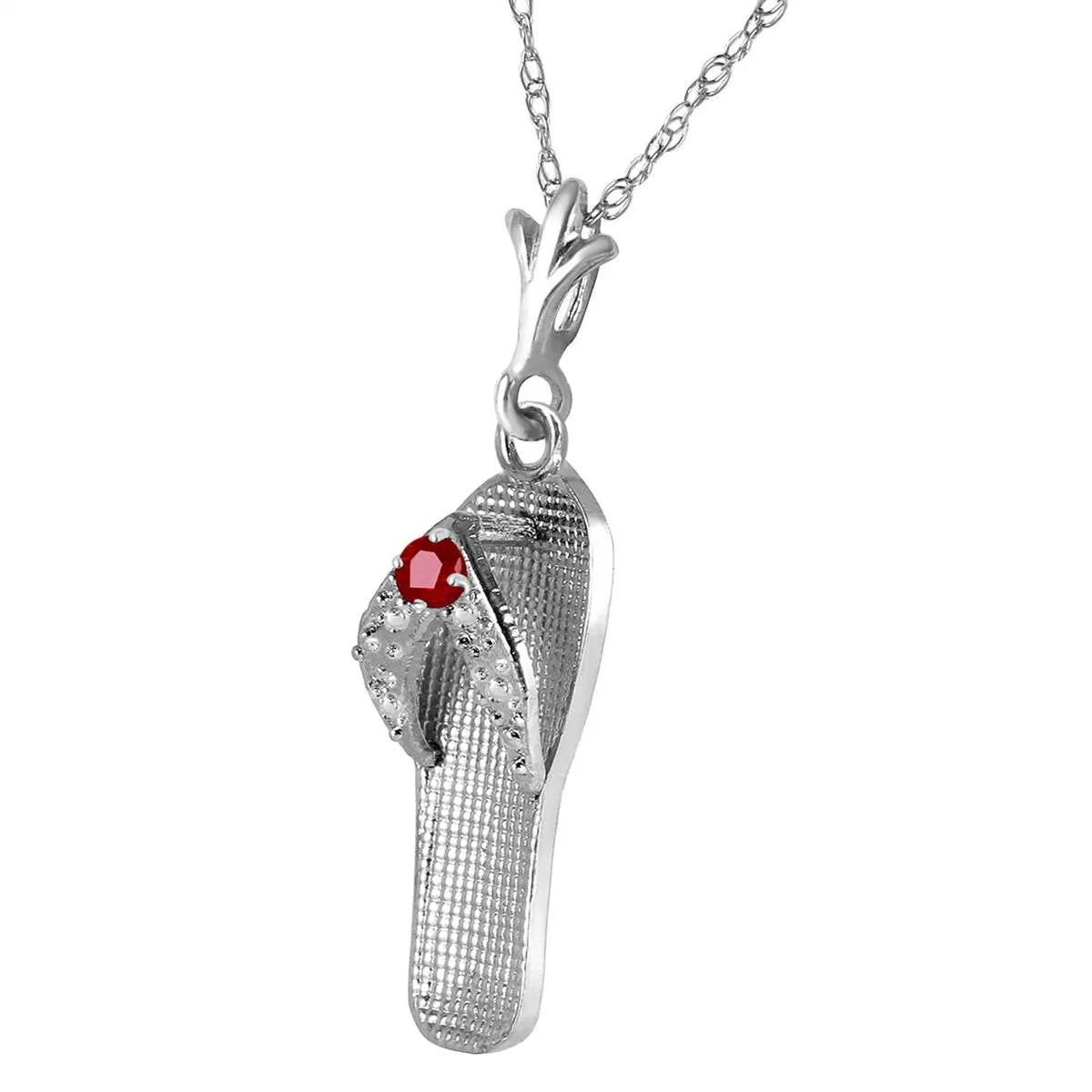 0.15 Carat 14K Solid White Gold Shoes Necklace Natural Ruby