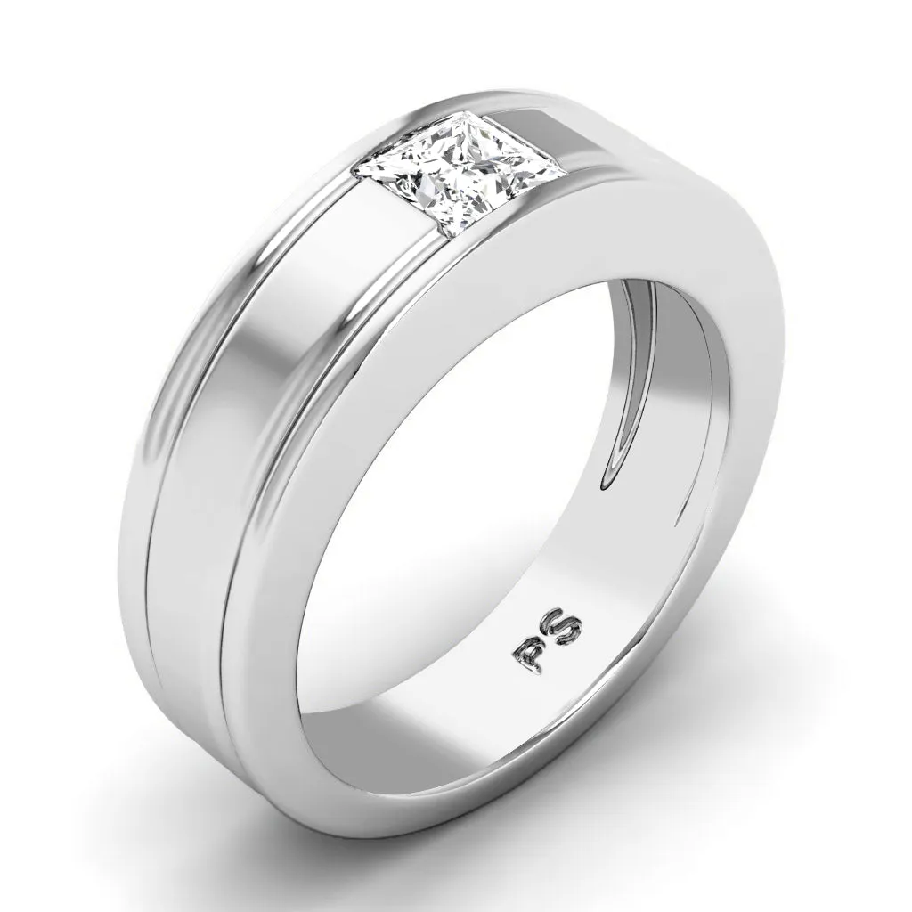 0.65 CT Princess Cut Lab Grown Diamonds - Mens Wedding Band