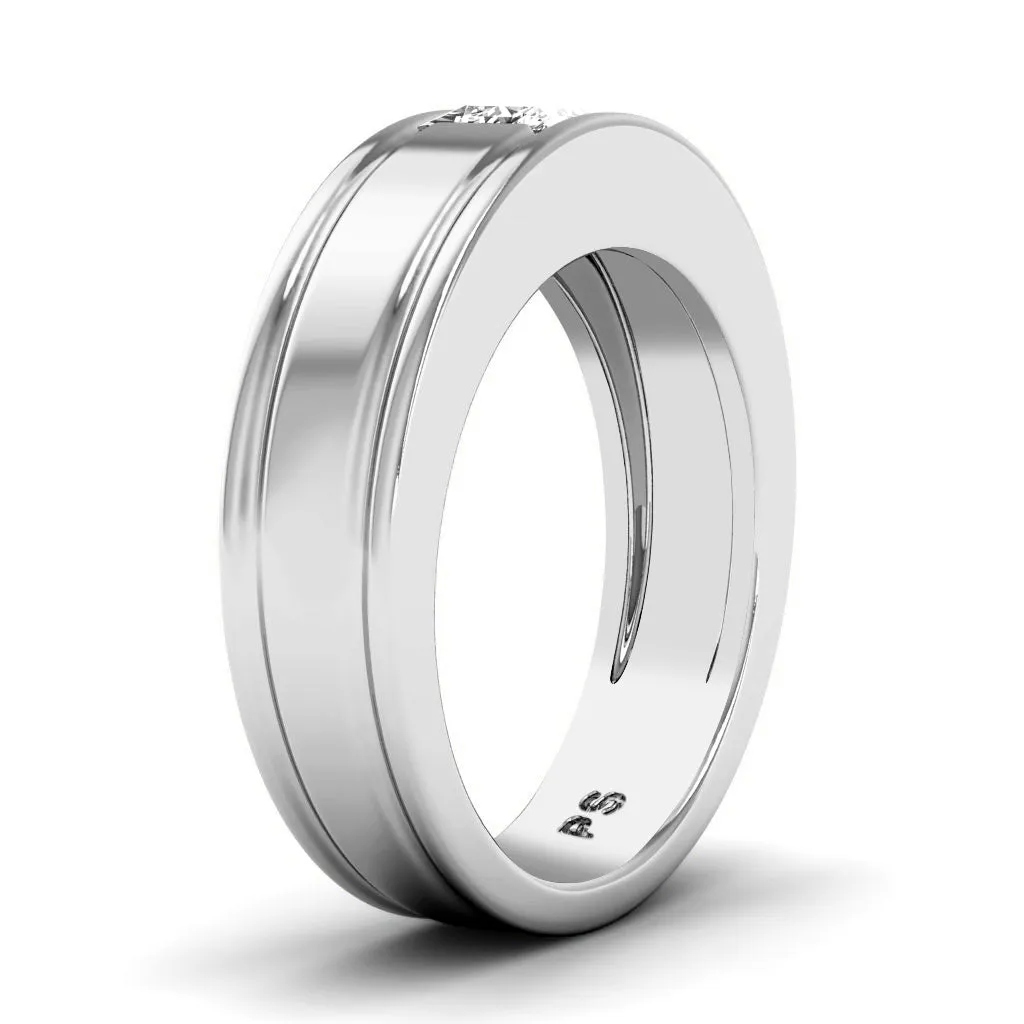 0.65 CT Princess Cut Lab Grown Diamonds - Mens Wedding Band