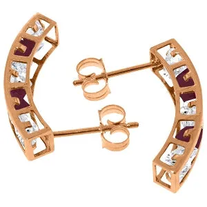 14K Solid Rose Gold Earrings w/ Natural Rose Topaz & Rubies