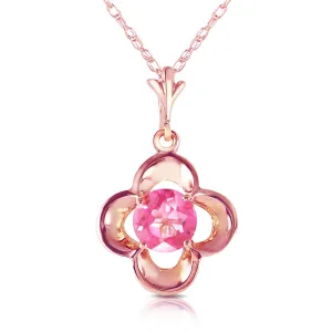 14K Solid Rose Gold Pink Topaz Necklace Jewelry Series Royal