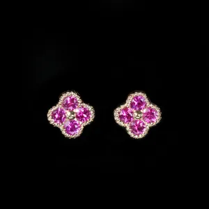 14K Yellow Gold Pink Sapphire Stud Earrings