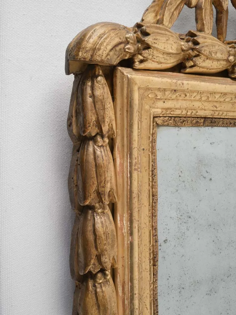 18th Century Louis XVI Gilt Mirror w/ Fruit Basket Pediment - 41¾" x 27¼"