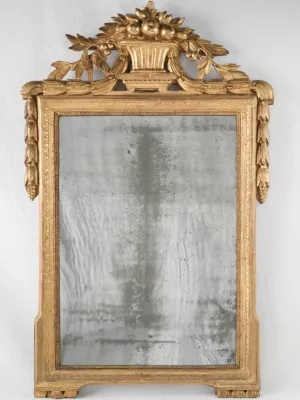 18th Century Louis XVI Gilt Mirror w/ Fruit Basket Pediment - 41¾" x 27¼"
