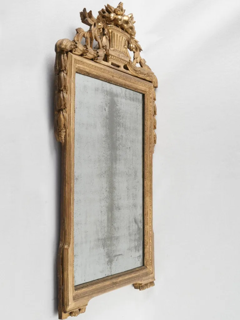 18th Century Louis XVI Gilt Mirror w/ Fruit Basket Pediment - 41¾" x 27¼"