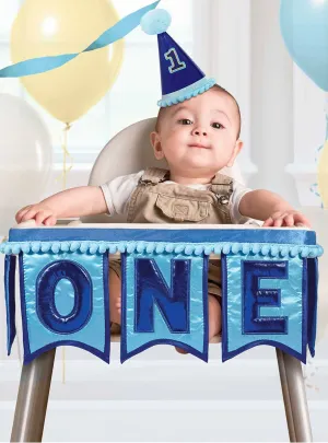 1st Birthday Boy Deluxe Blue High Chair Decoration
