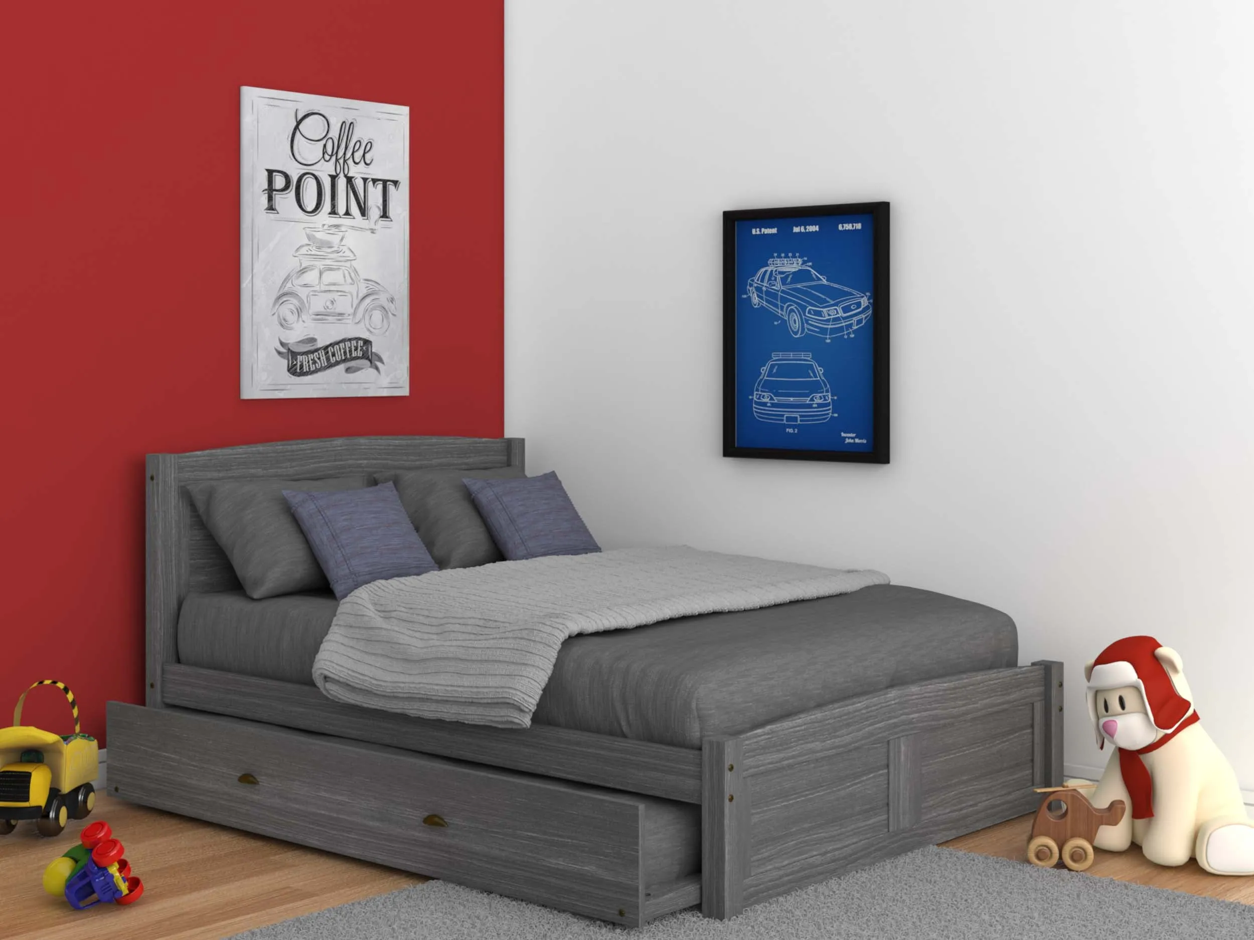 4231 - Full Platform Bed Gray (Hardware Kit)