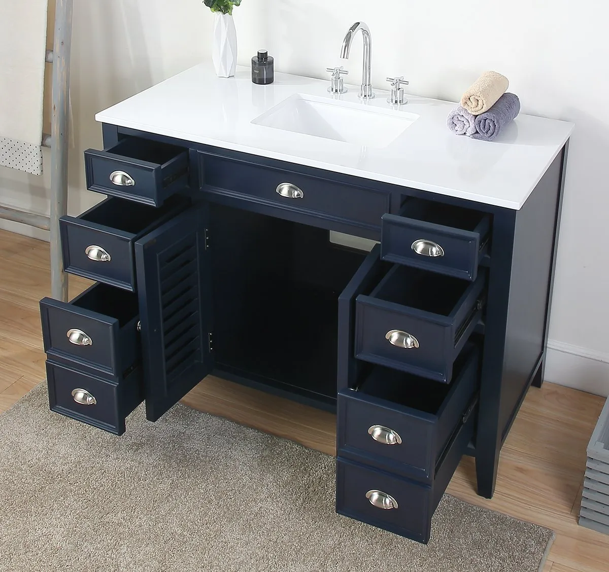 46.5" Benton Collection Navy Blue Zapate Bathroom Sink Vanity NB-4485