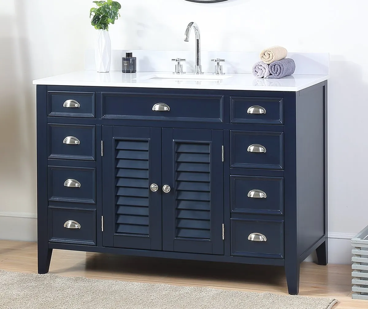46.5" Benton Collection Navy Blue Zapate Bathroom Sink Vanity NB-4485