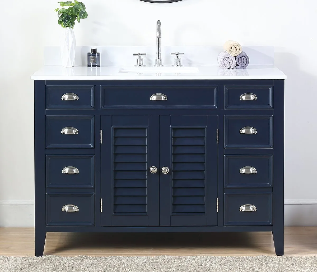 46.5" Benton Collection Navy Blue Zapate Bathroom Sink Vanity NB-4485