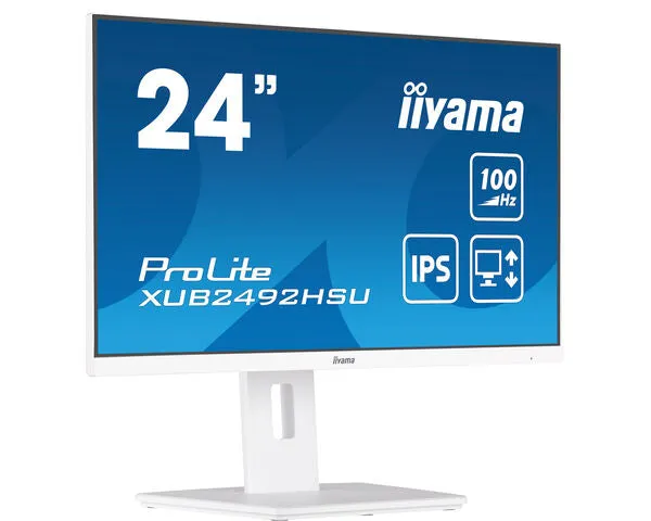 61Cm/24" (1920X1080) Iiyama Prolite Xub2492hsu-W6 16:9 Fhd Ips 100Hz 0,4Ms Hdmi Dp Pivot Speaker White
