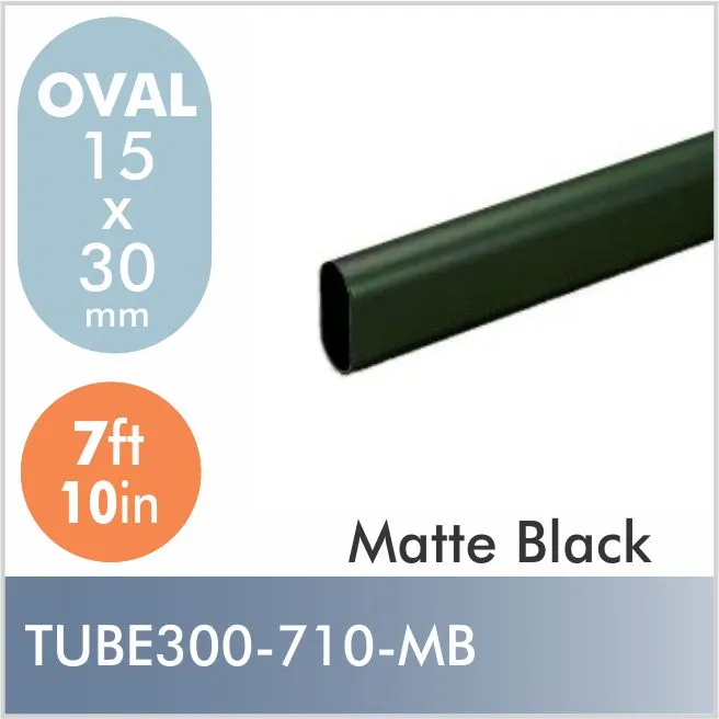 7ft 10 Oval Aluminum Closet Rod, Matte Black