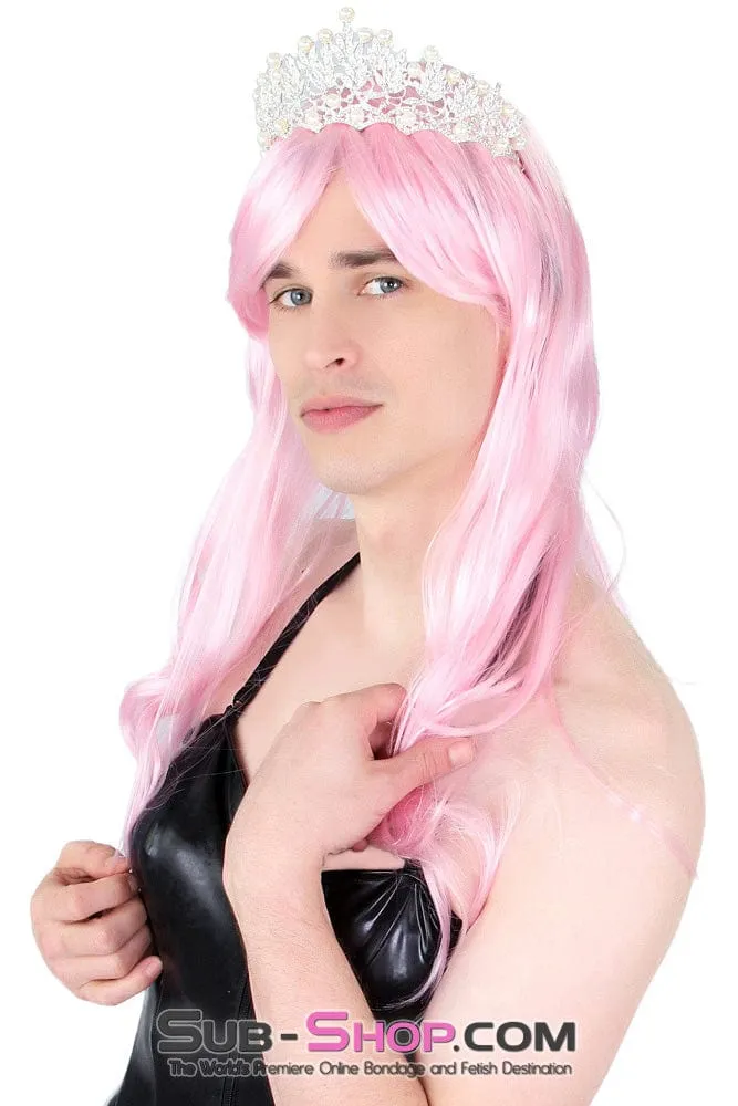 9966AE-SIS      Pretty Sissy in Pink 24" Long Sexy Roleplay Wig