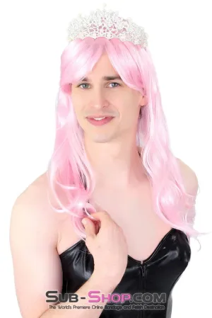 9966AE-SIS      Pretty Sissy in Pink 24" Long Sexy Roleplay Wig