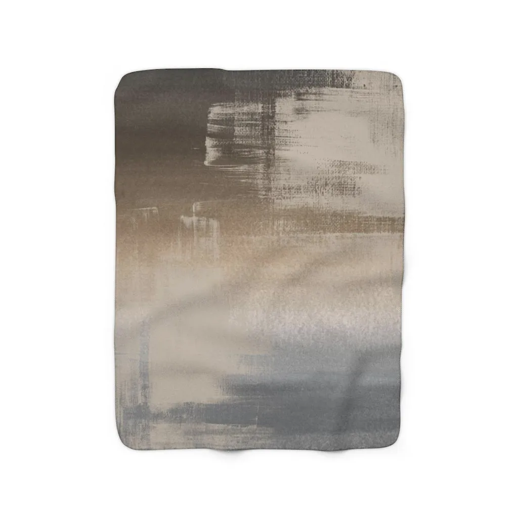 Abstract Comfy Blanket | Beige Grey Paint Strokes