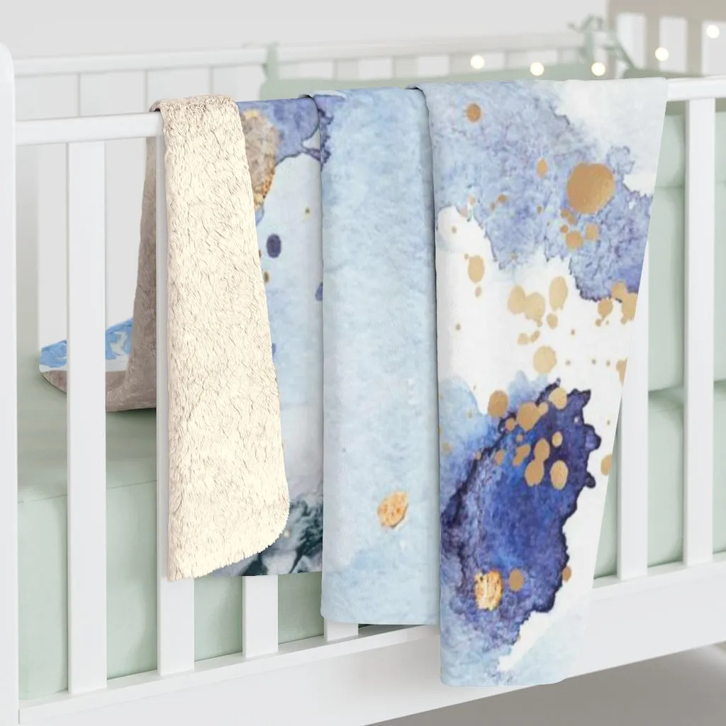 Abstract Comfy Blanket | Gold Blue Pink Pastel