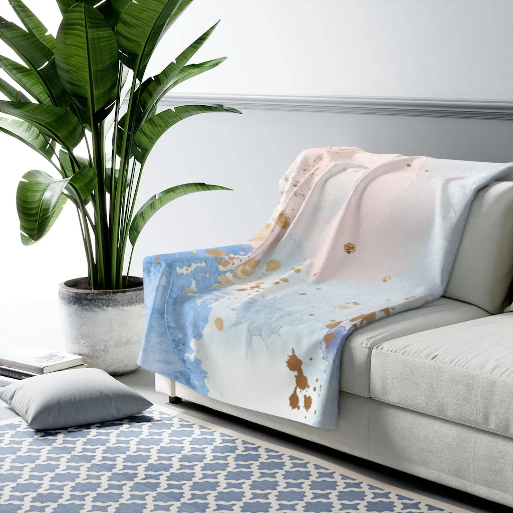 Abstract Comfy Blanket | Gold Blue Pink Pastel