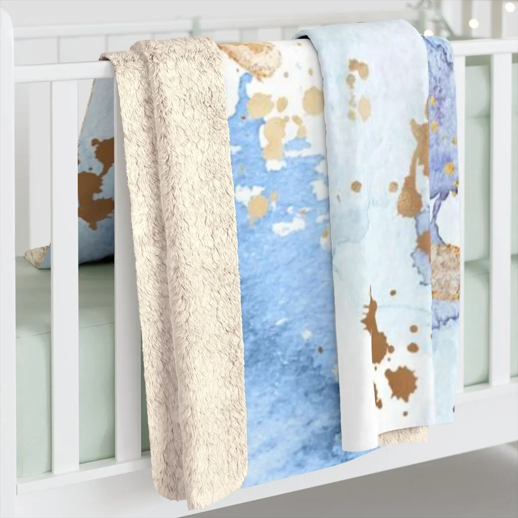 Abstract Comfy Blanket | Gold Blue Pink Pastel