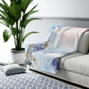 Abstract Comfy Blanket | Gold Blue Pink Pastel