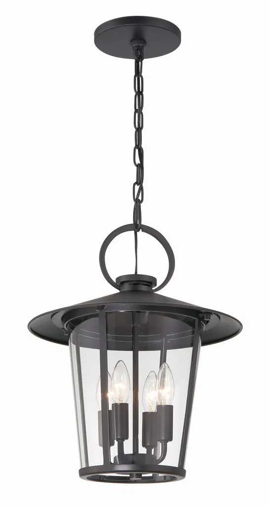 Andover 4 Light Matte Black Outdoor Pendant
