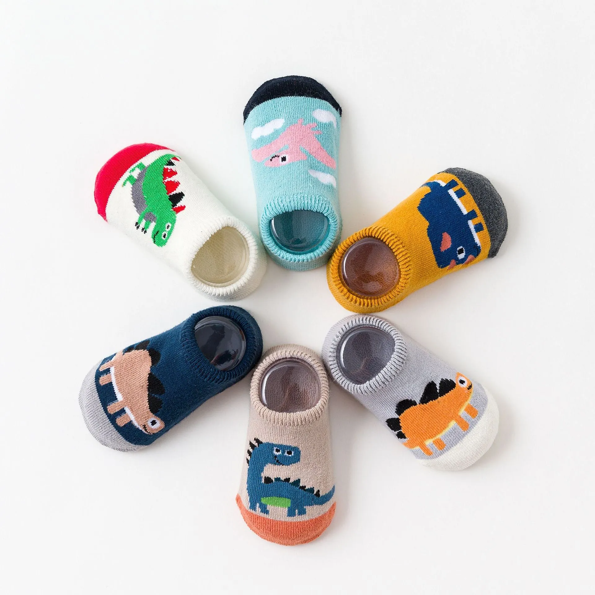 Animated Non-Slip Socks for Toddlers - 6 Pairs