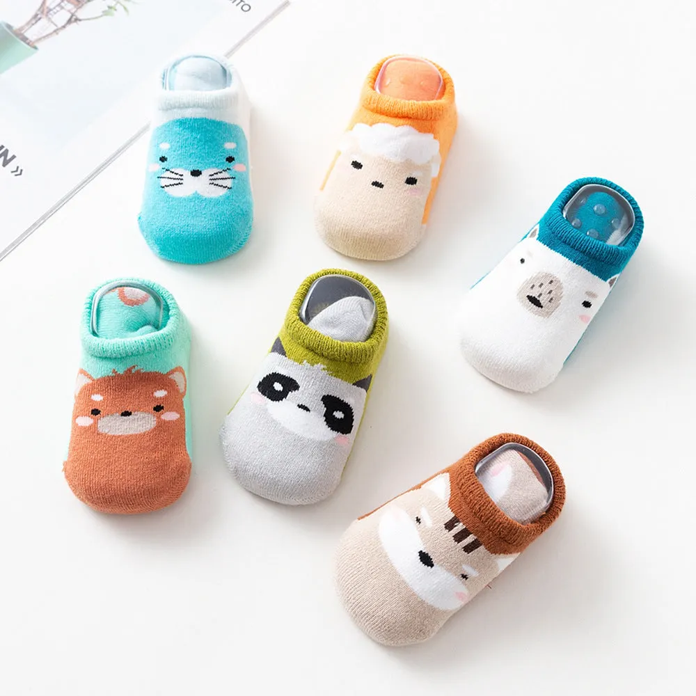 Animated Non-Slip Socks for Toddlers - 6 Pairs