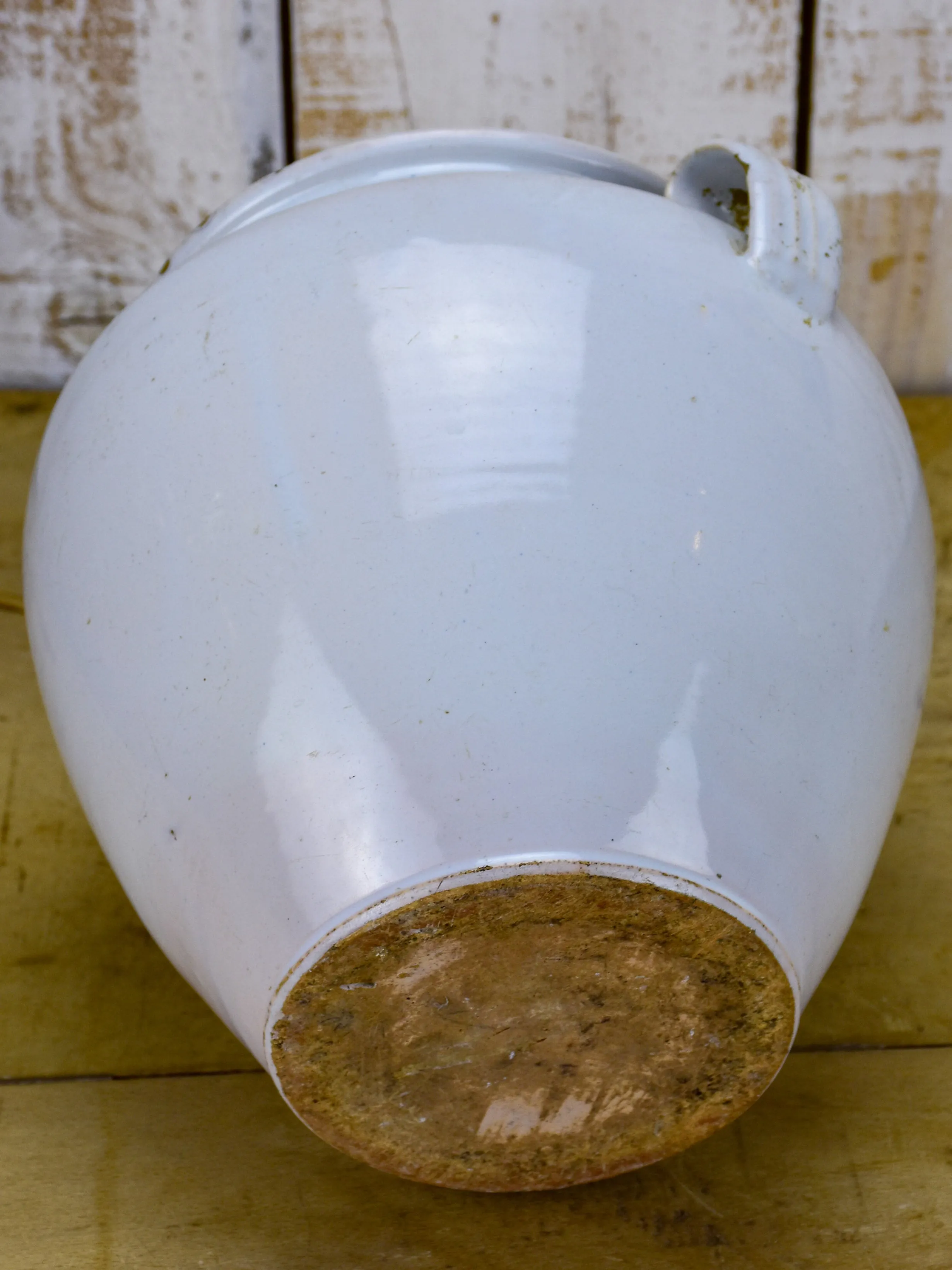 Antique French confit pot - white