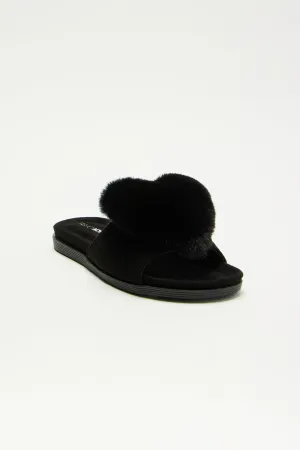 Arylee Heart Slippers - Black