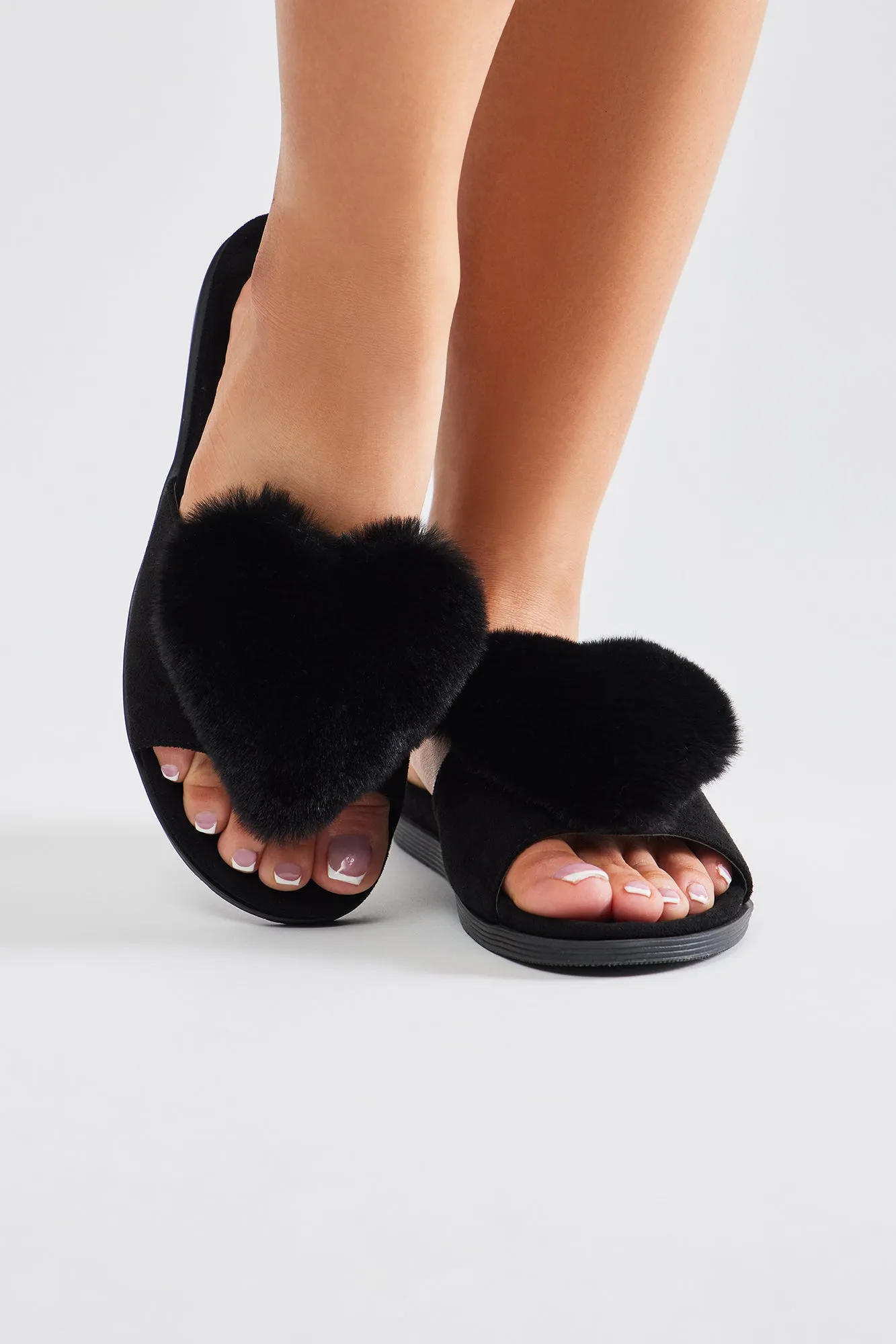 Arylee Heart Slippers - Black