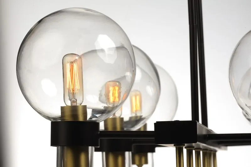 Bauhaus 16" 6 Light Chandelier in Bronze and Satin Brass