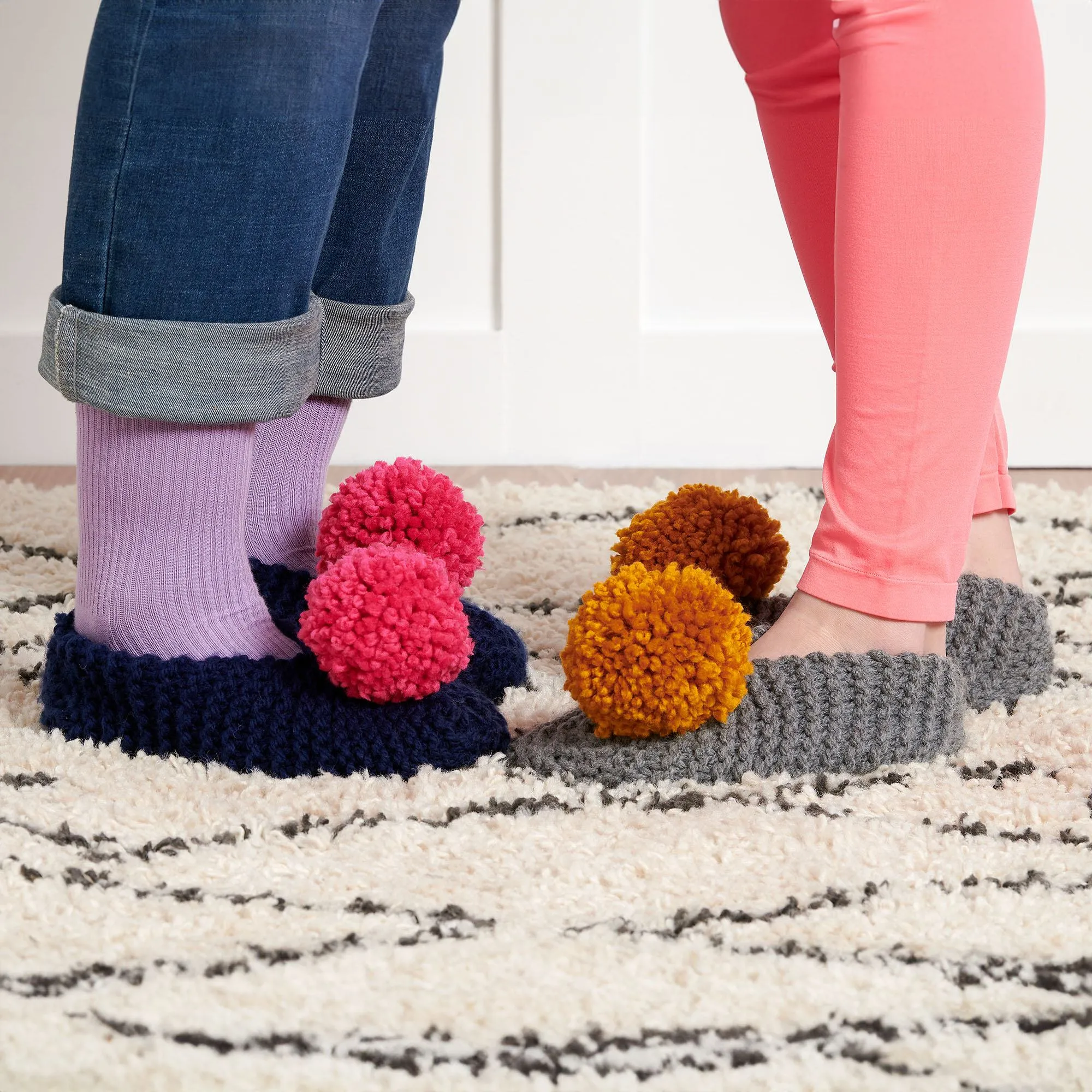 Bernat Beginner Toasty Toes Garter Knit Slippers