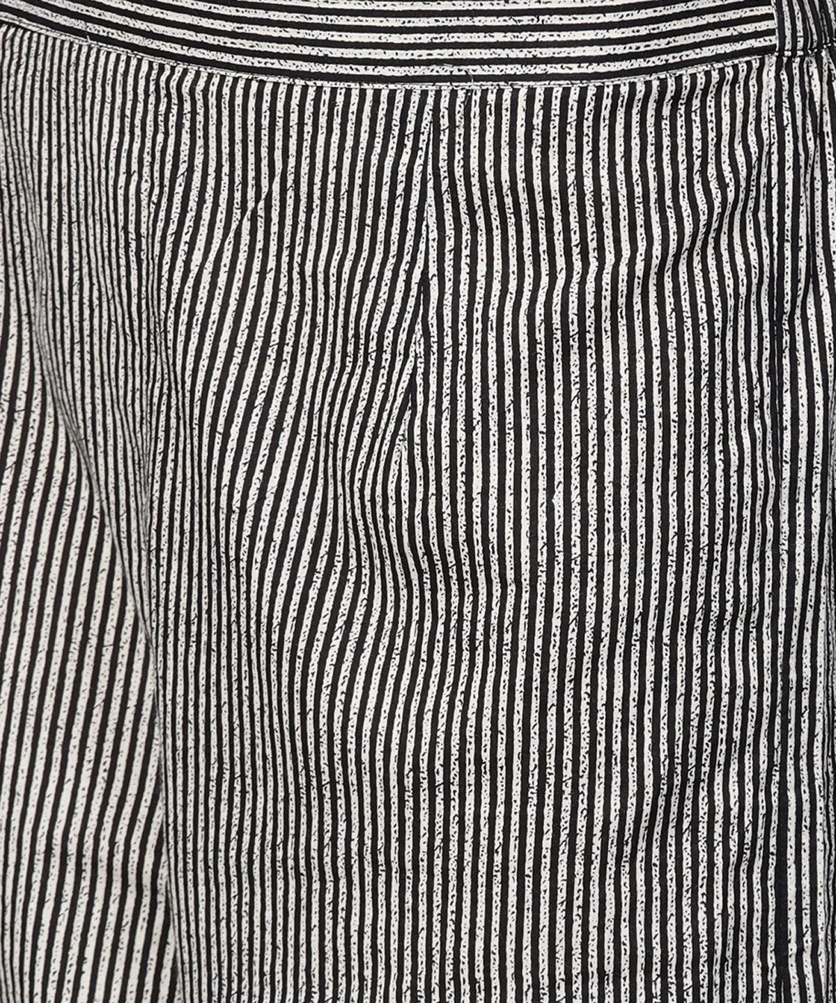 Black Striped Full Sleeve A-Line Top With Regular Fit Palazzo Set