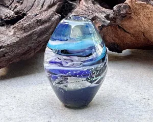 Blue Spiral Dichroic Lampwork Focal Bead SRA