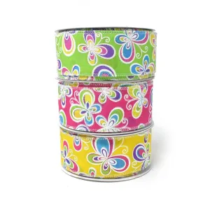 Butterflies Satin Wired Printed Ribbon, 10-yard