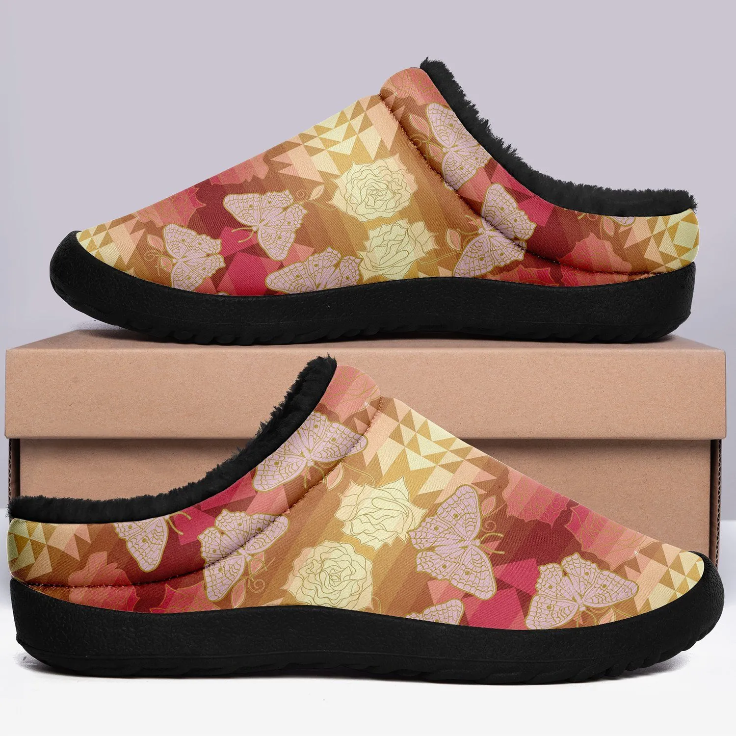 Butterfly and Roses on Geometric Ikinnii