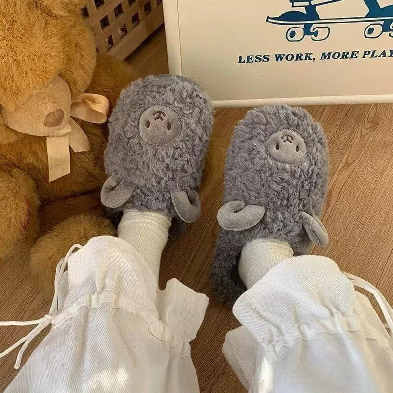 Cartoon Winter Indoor Slippers - Warm and Comfy Fur-lined Slippers in Fun Cartoon Designs