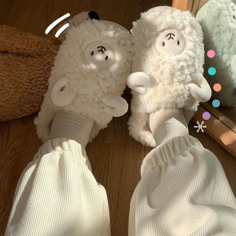 Cartoon Winter Indoor Slippers - Warm and Comfy Fur-lined Slippers in Fun Cartoon Designs