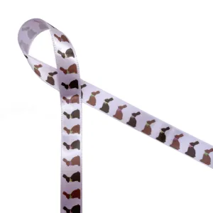 Chocolate Bunny Ribbon on 5/8" Light Orchid single face satin