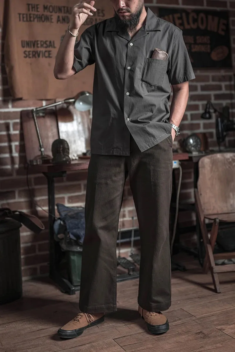 Classic Panama Short Sleeved Shirt with Cuban Collar and Pocket