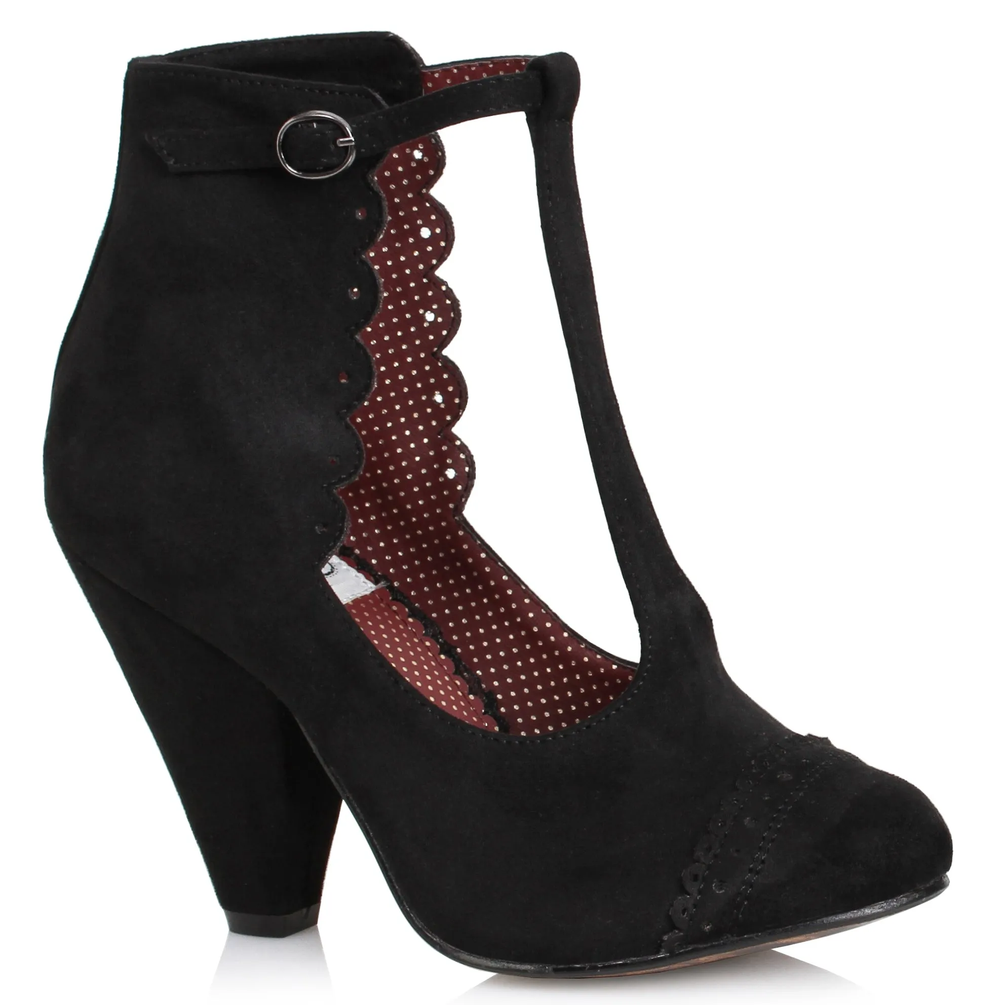 Closed Toe Suede T Strap