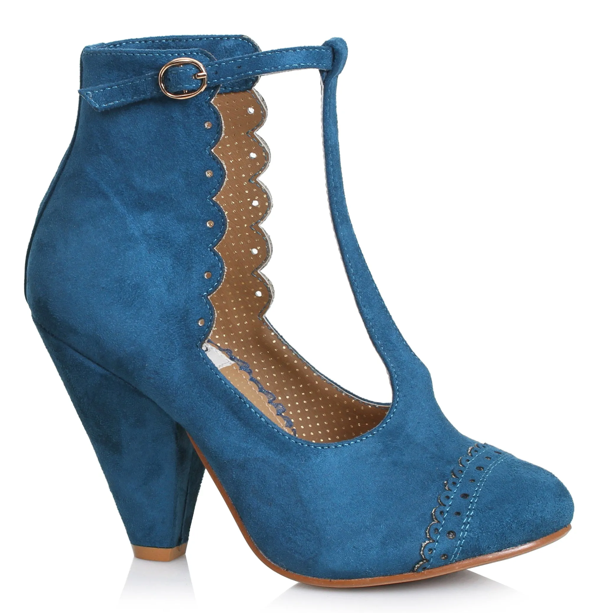 Closed Toe Suede T Strap