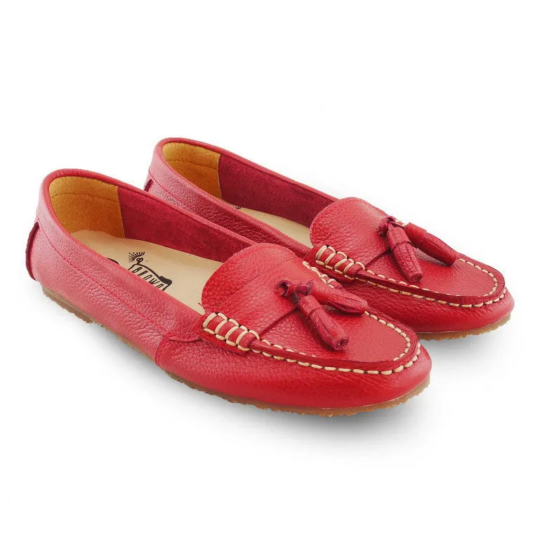 Comfy Tassel Moccasin Wrinkle Soft Red
