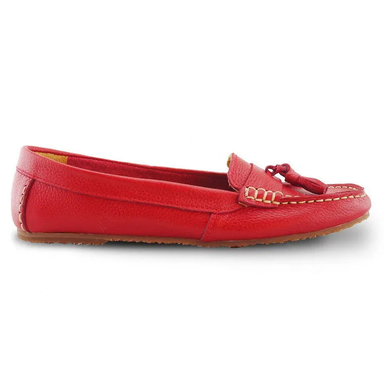 Comfy Tassel Moccasin Wrinkle Soft Red