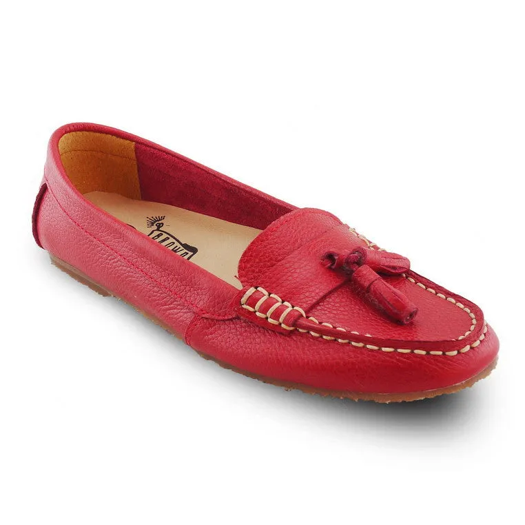 Comfy Tassel Moccasin Wrinkle Soft Red