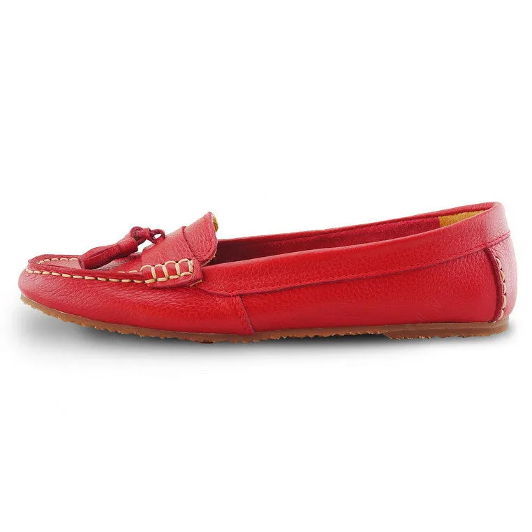 Comfy Tassel Moccasin Wrinkle Soft Red
