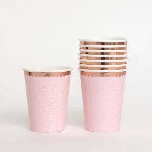 Ditsy Polka Rose Gold Cups (8 Pack)