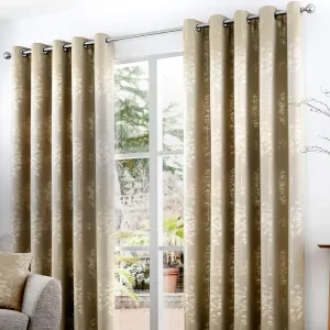 Elmwood Pair of Eyelet Curtains by Curtina in Stone