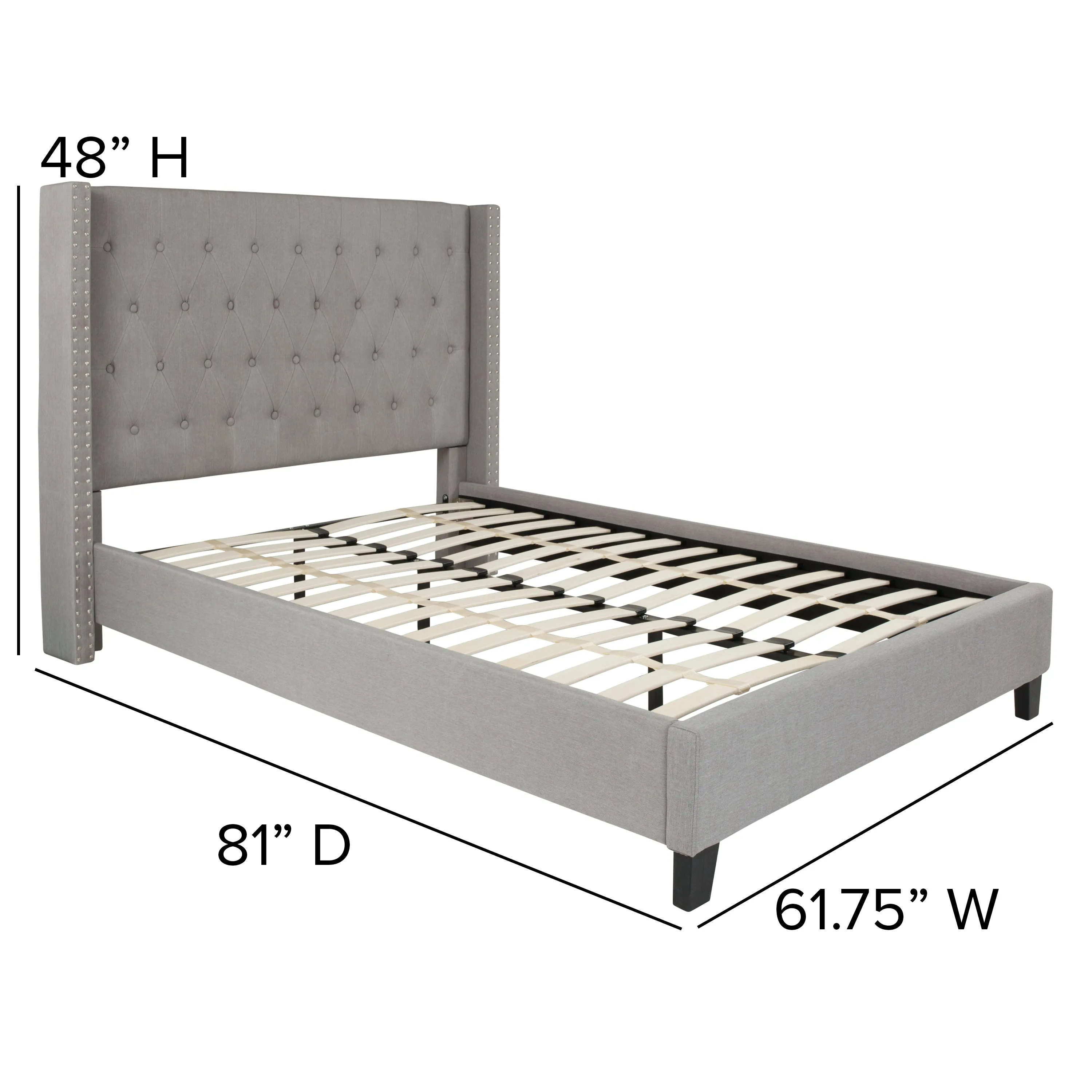 Full Platform Bed-Light Gray HG-42-GG