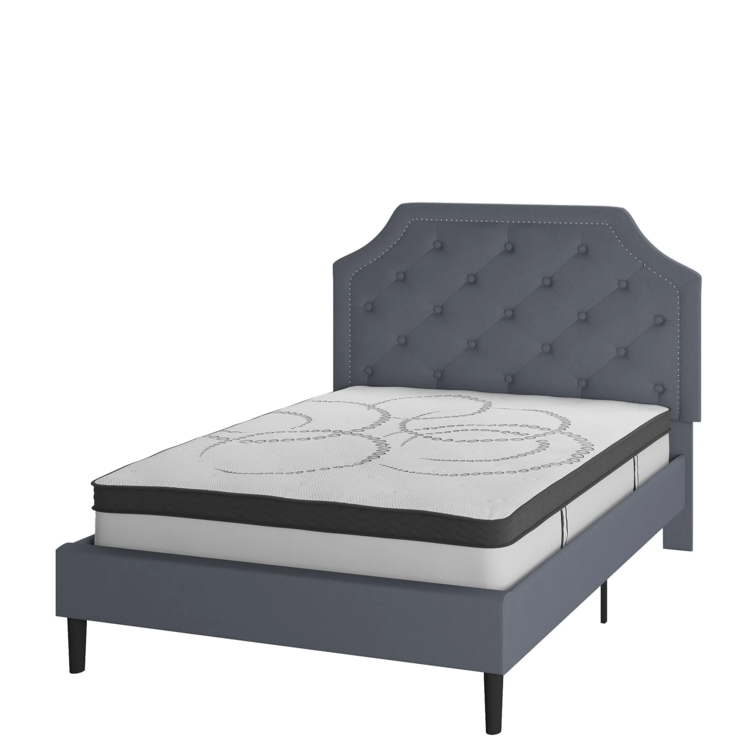 Full Platform Bed Set-Gray SL-BM10-10-GG