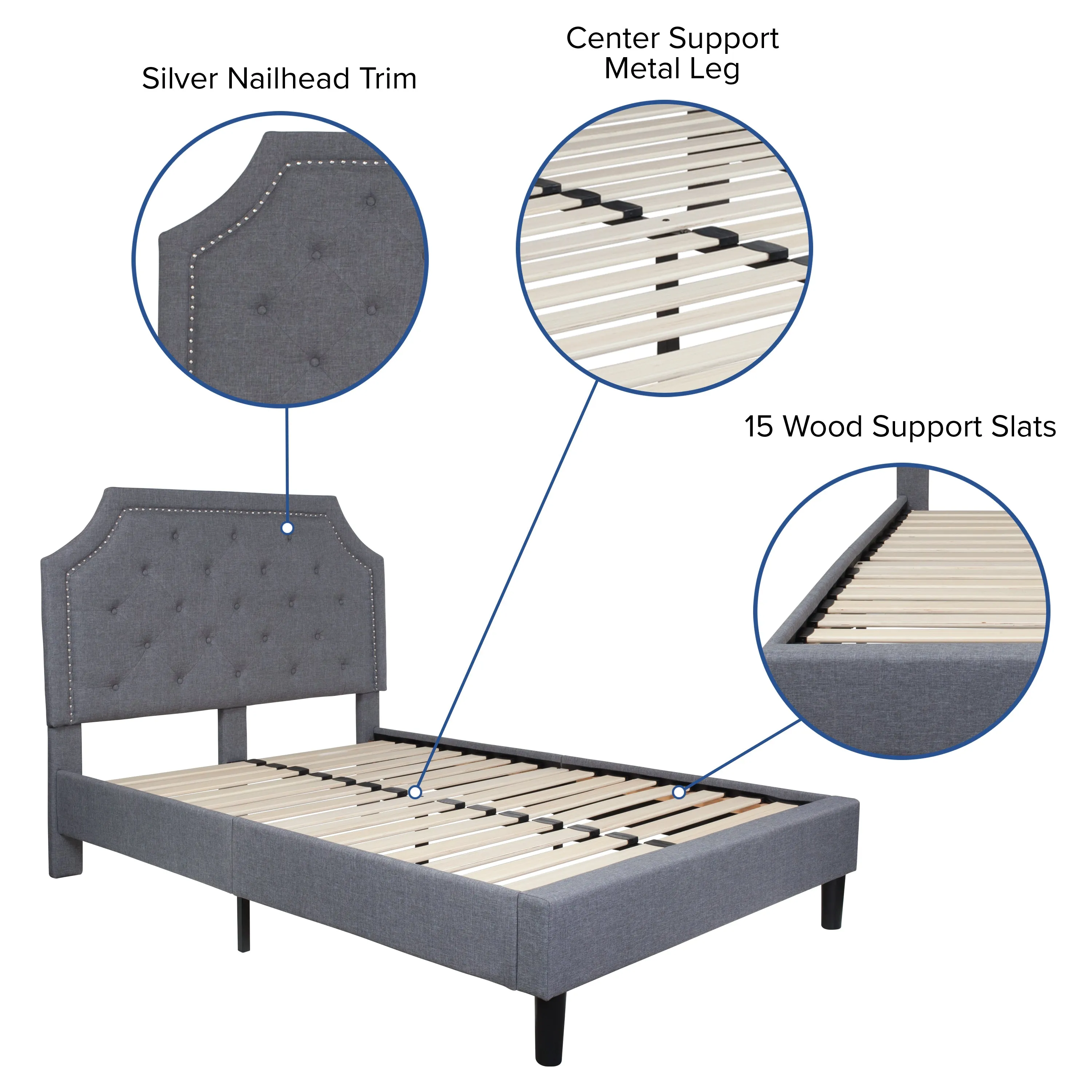 Full Platform Bed Set-Gray SL-BM10-10-GG
